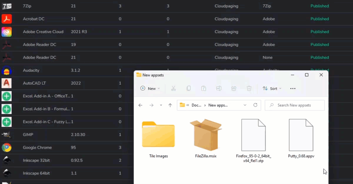 Drag and drop application container upload