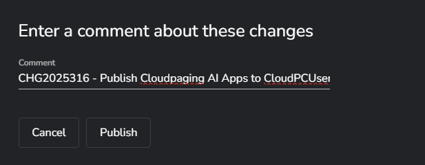 Cloudpaging AI Change Control Process Example