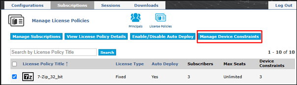 Cloudpaging Server and Enterprise Portal 9.8.0 "Manage Device Constraints" feature